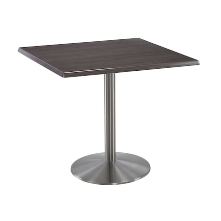 Holland Bar Stool Co 36" Tall OD214 Stainless Steel Table Base 22" Diameter 36"x36" Square Charcoal Top OD214-2236SSOD36SQChar
